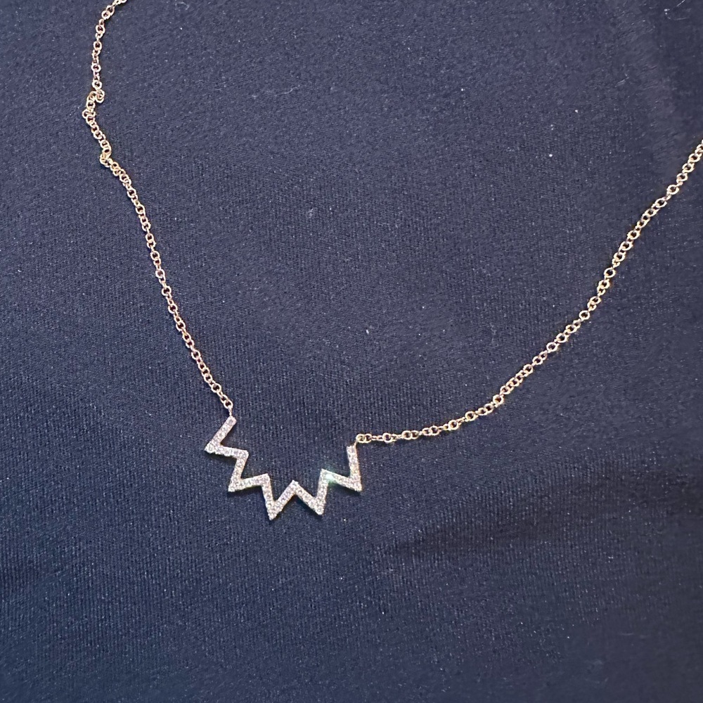 Diamond and yellow gold zig zag necklace